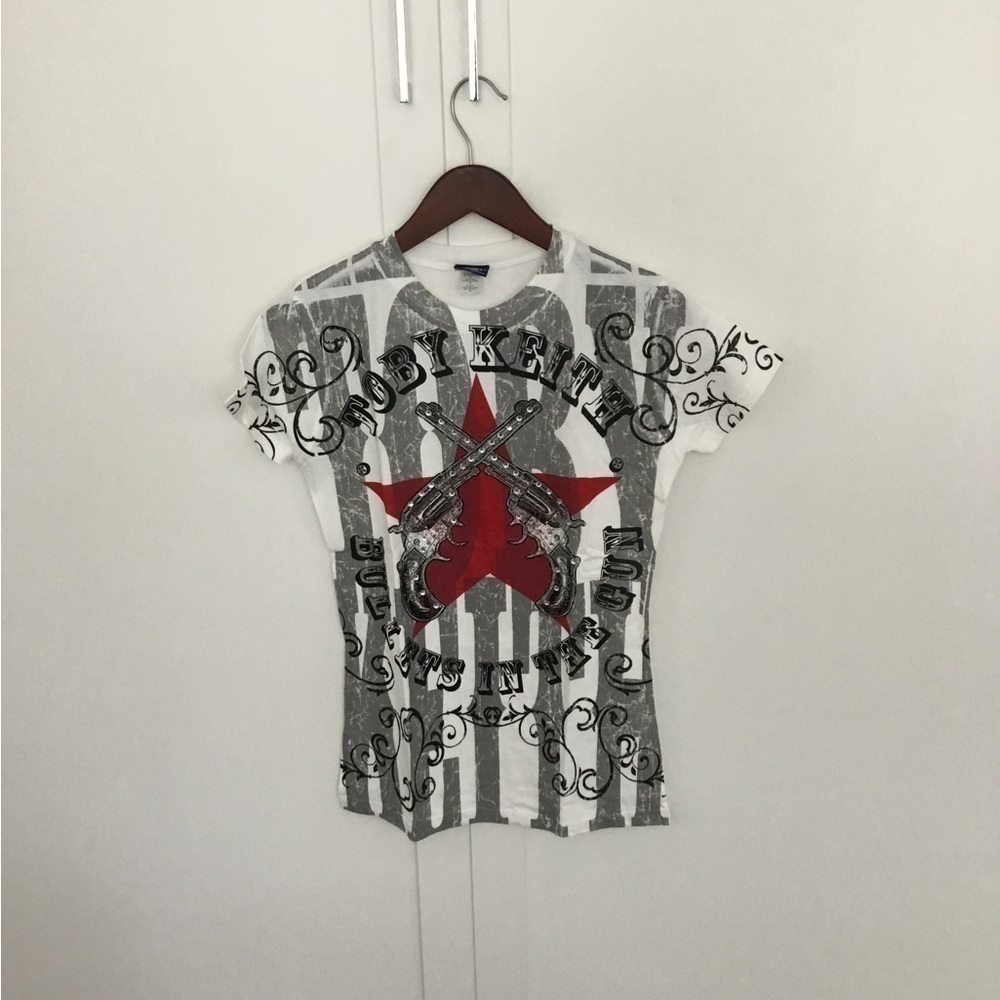 (2) N - Toby Keith White and Grey T-Shirt Size M